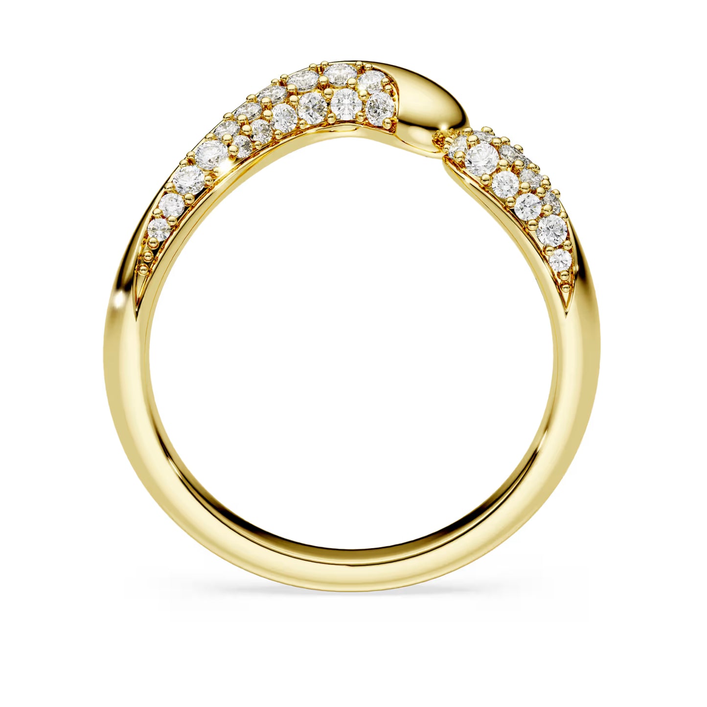 Classica open ring, Round cut, White, Sterling silver, 18K gold finish