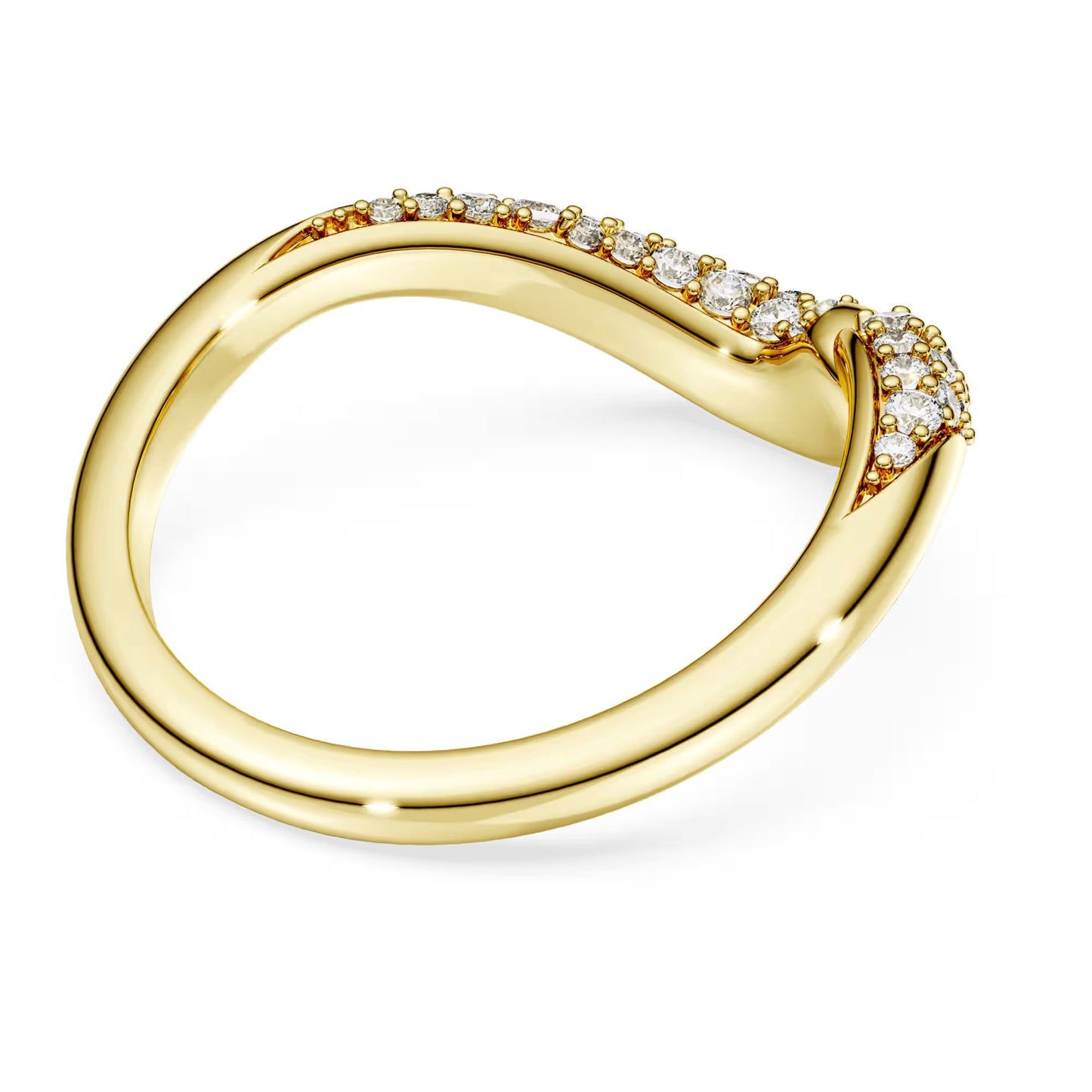 Classica open ring, Round cut, White, Sterling silver, 18K gold finish