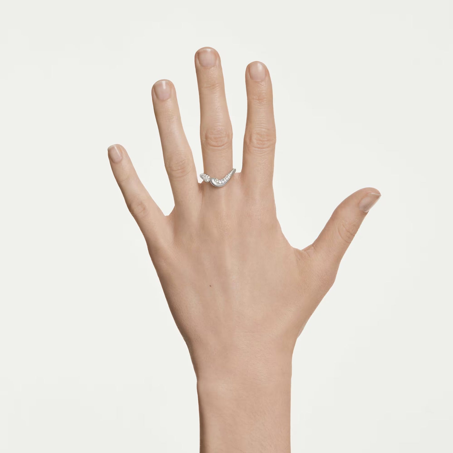 Classica open ring, Round cut, White, Sterling silver