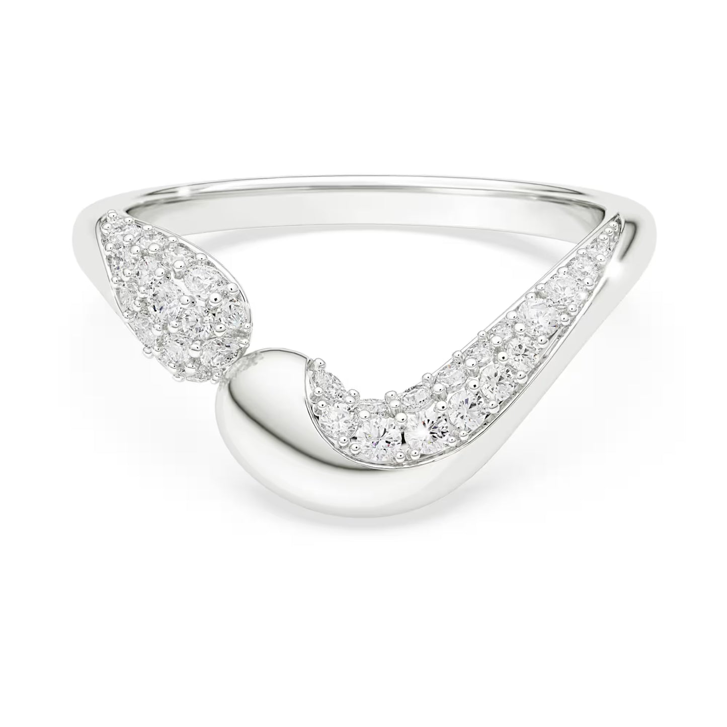 Classica open ring, Round cut, White, Sterling silver