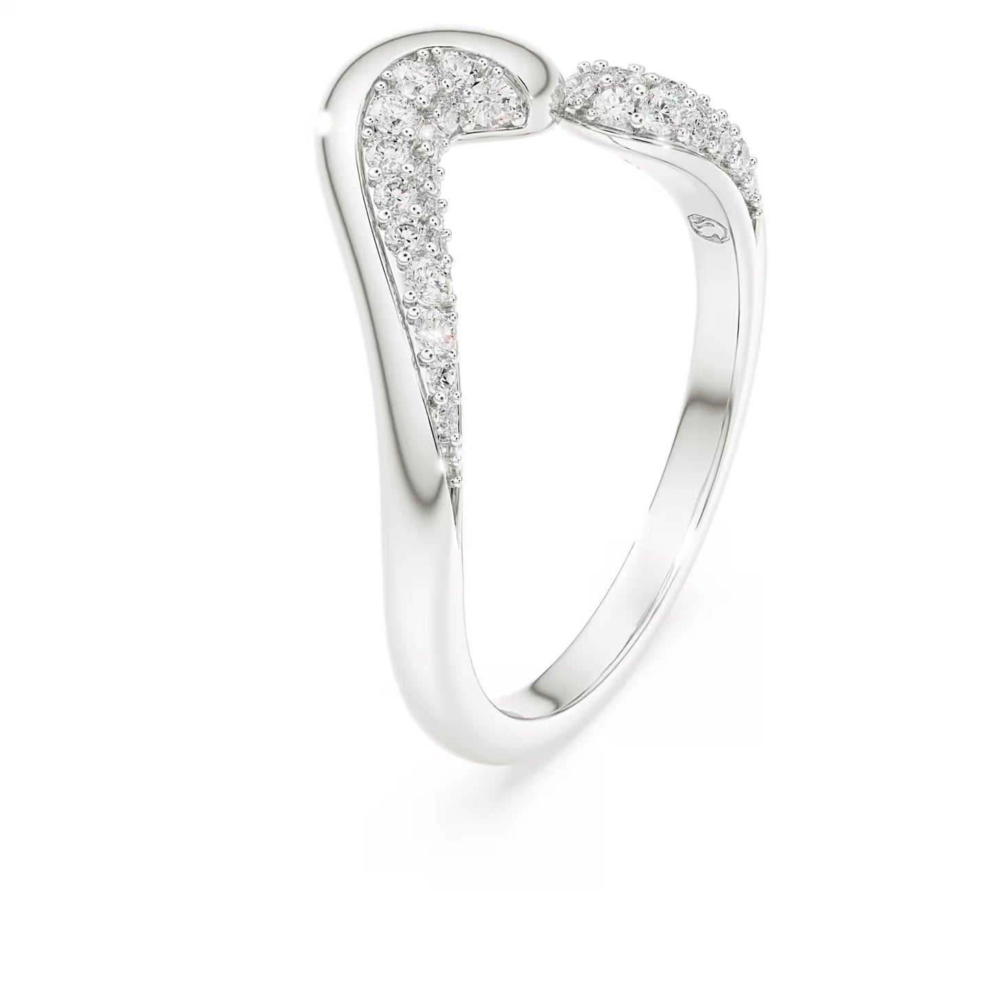 Classica open ring, Round cut, White, Sterling silver