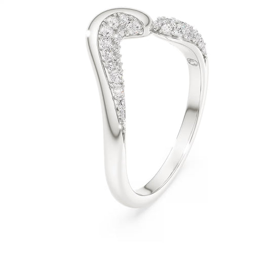 Classica open ring, Round cut, White, Sterling silver