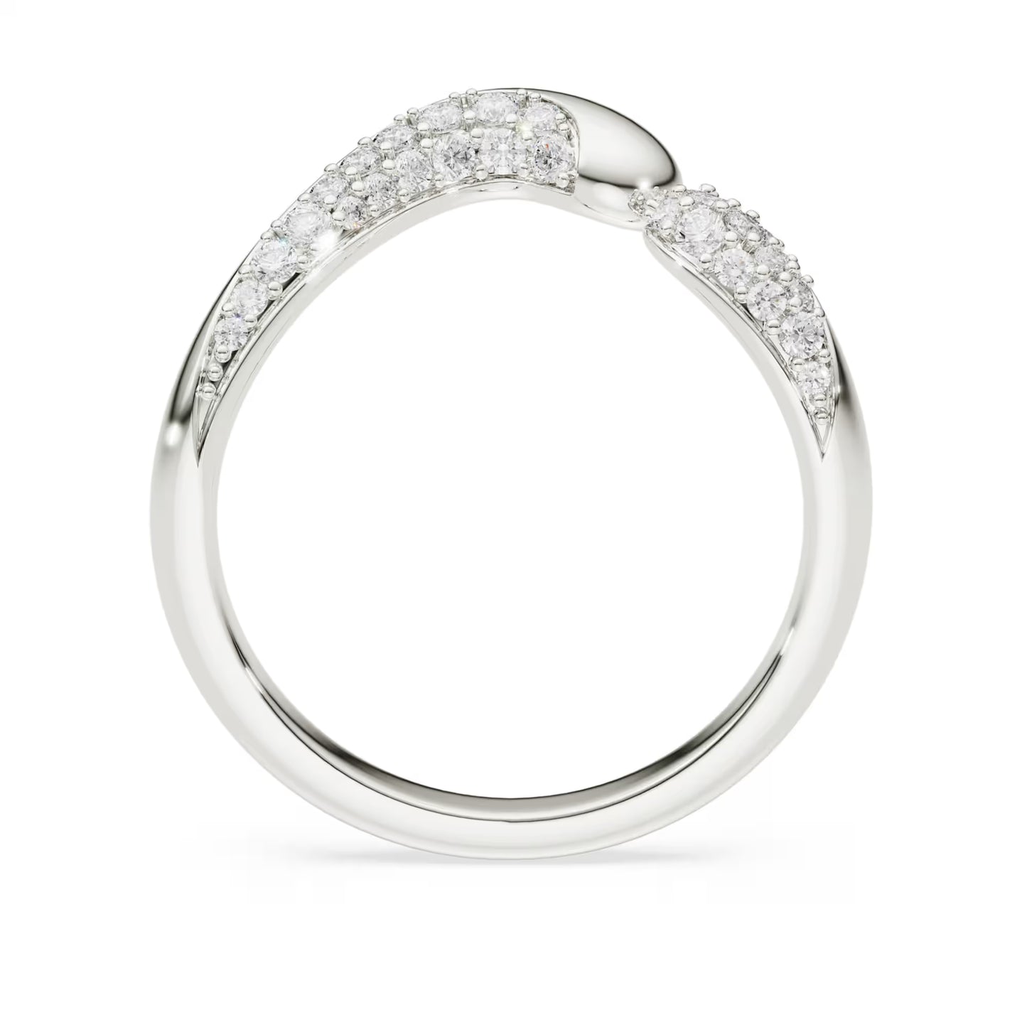 Classica open ring, Round cut, White, Sterling silver