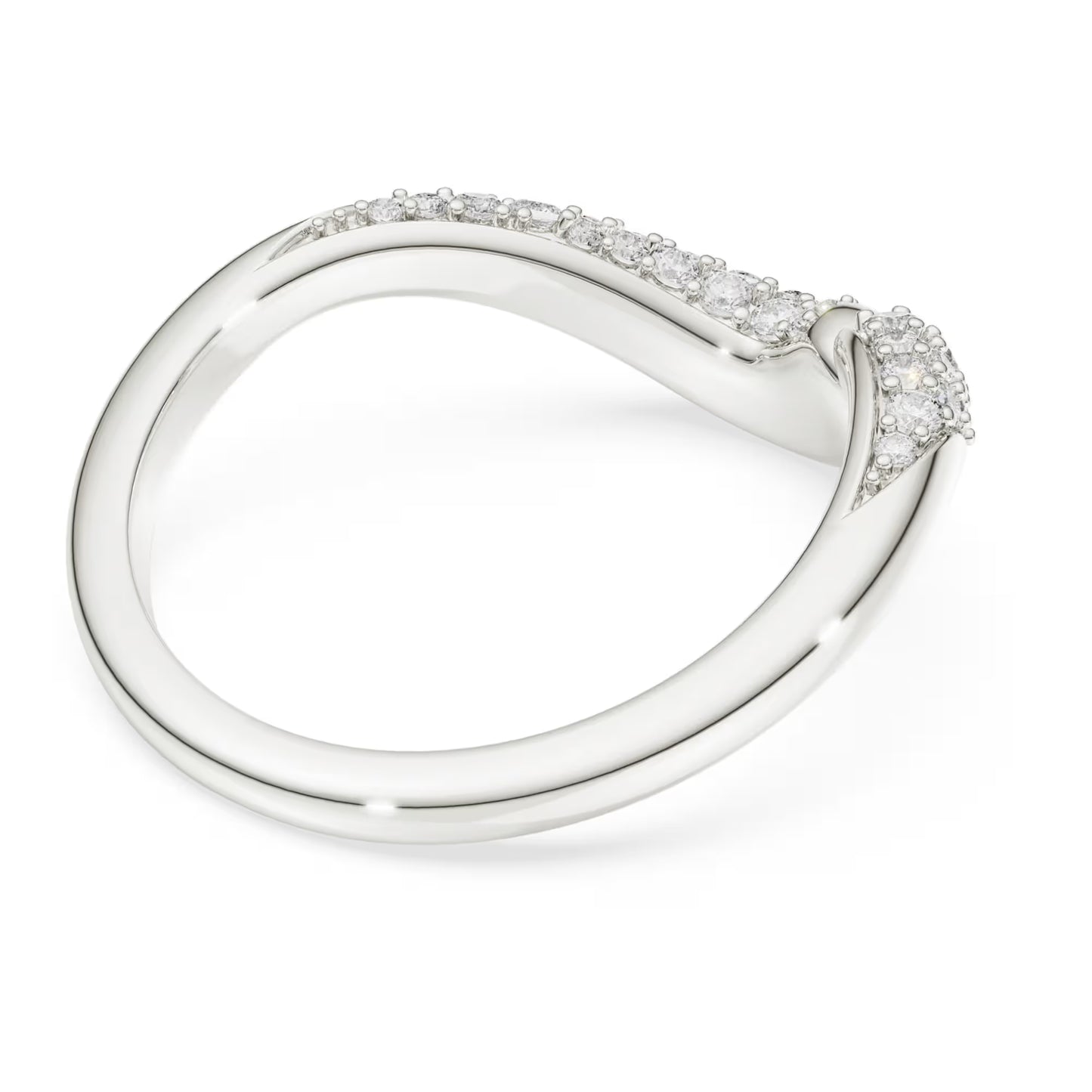 Classica open ring, Round cut, White, Sterling silver