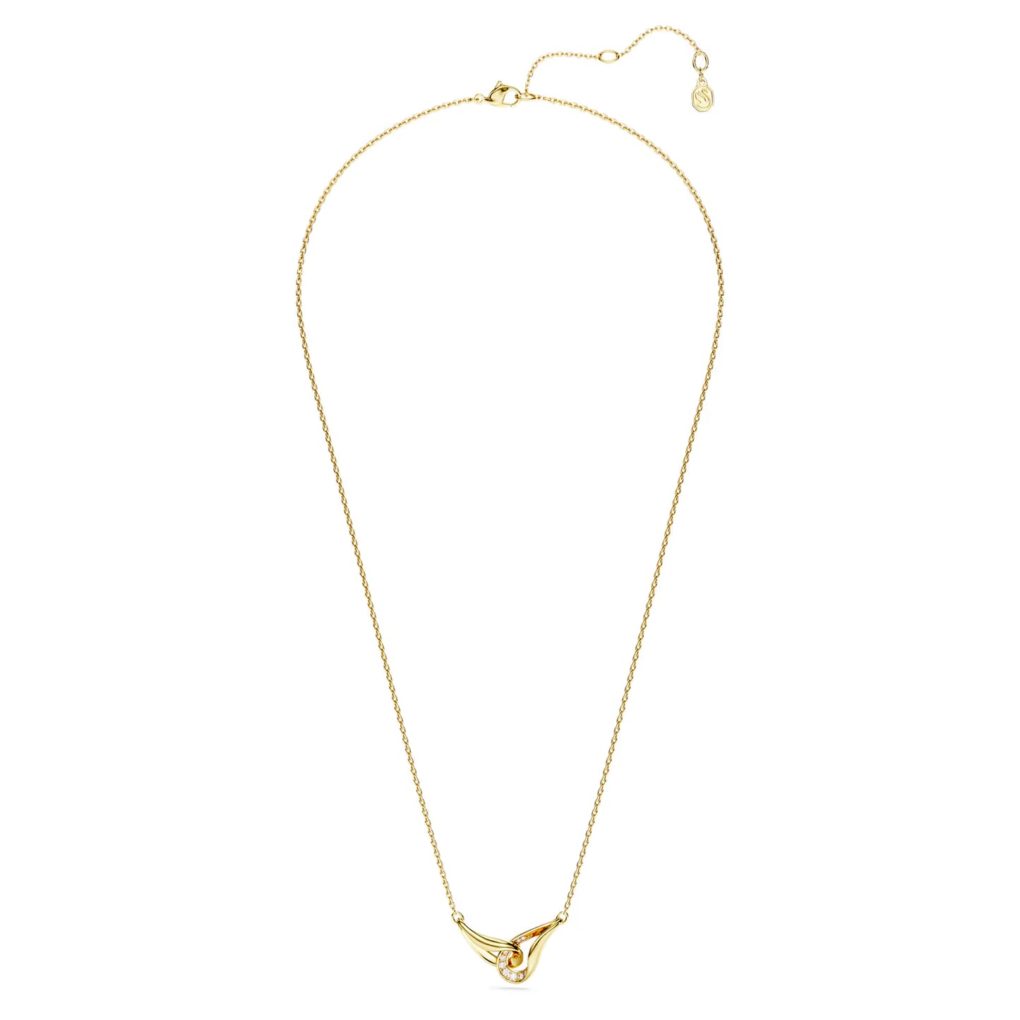 Classica pendant, Round cut, Interlocking, White, Sterling silver, 18K gold finish