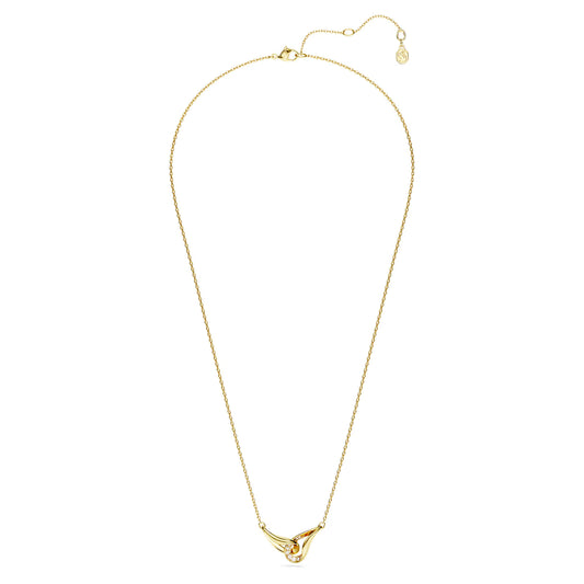 Classica pendant, Round cut, Interlocking, White, Sterling silver, 18K gold finish