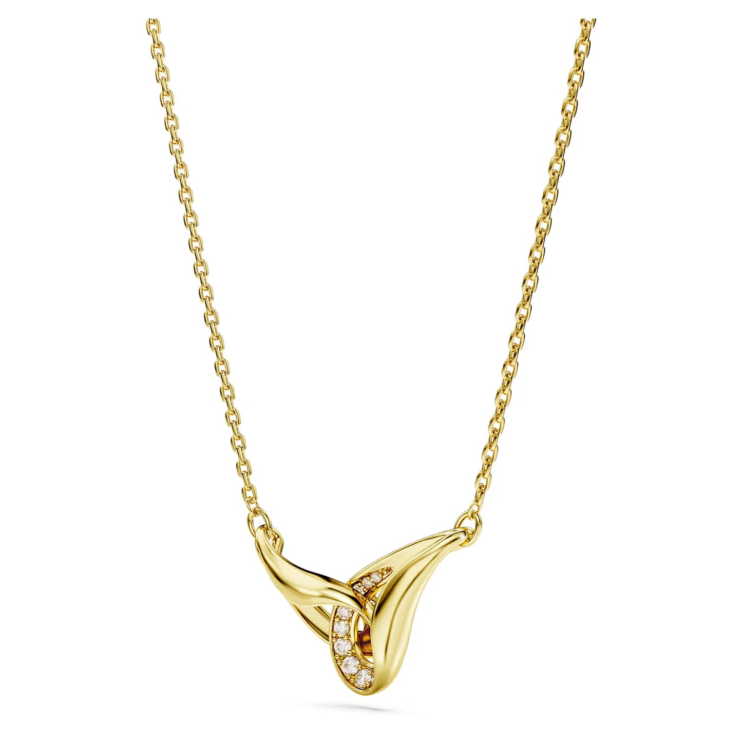 Classica pendant, Round cut, Interlocking, White, Sterling silver, 18K gold finish