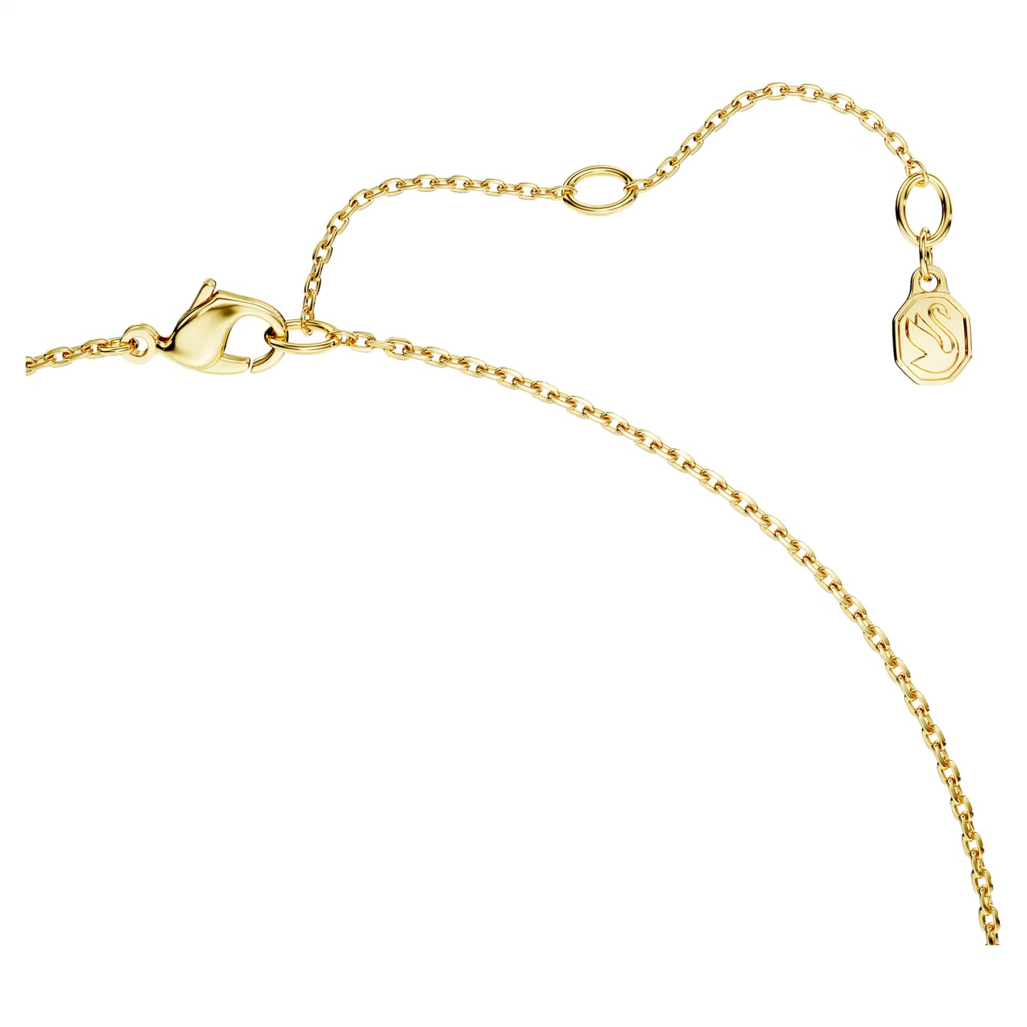 Classica pendant, Round cut, Interlocking, White, Sterling silver, 18K gold finish