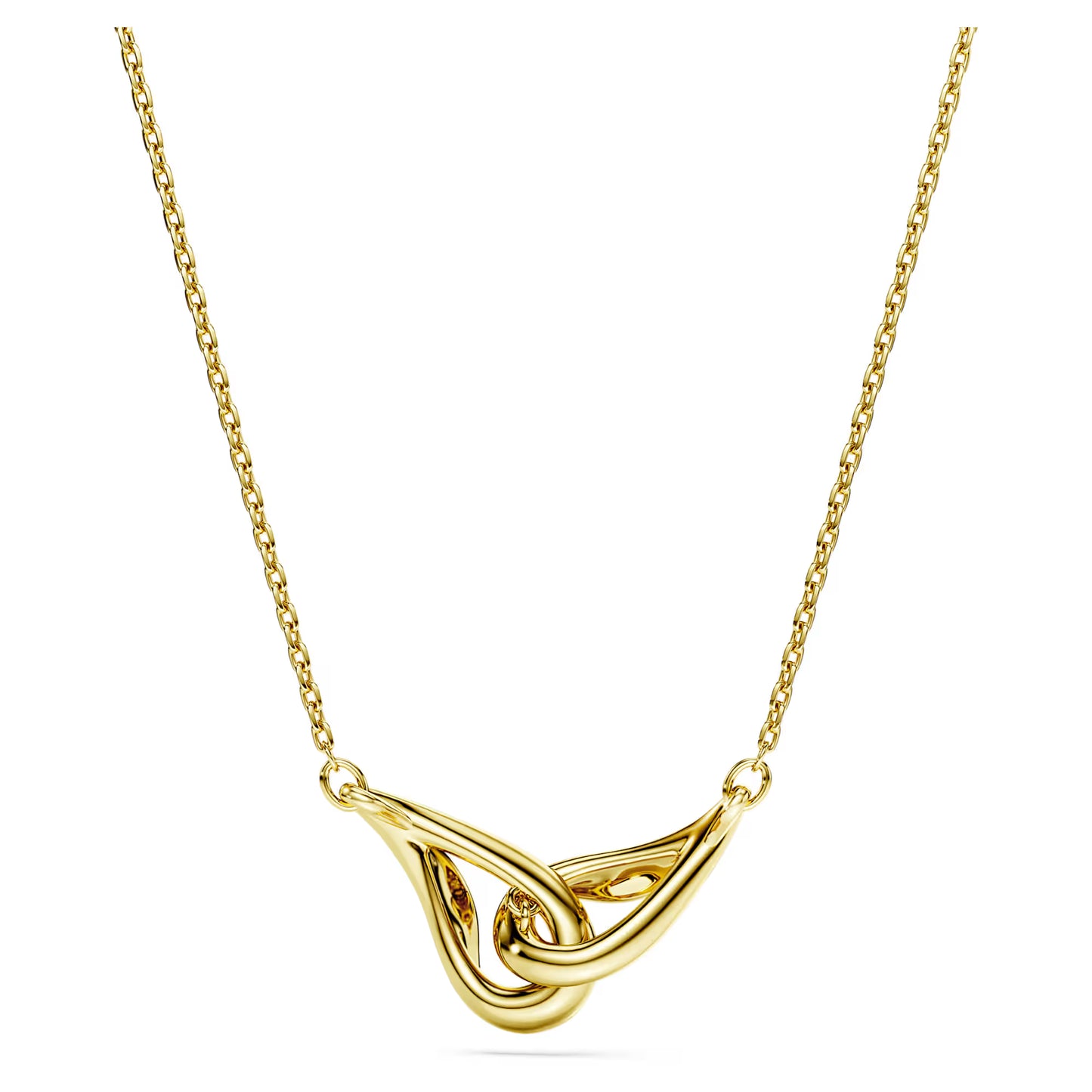 Classica pendant, Round cut, Interlocking, White, Sterling silver, 18K gold finish
