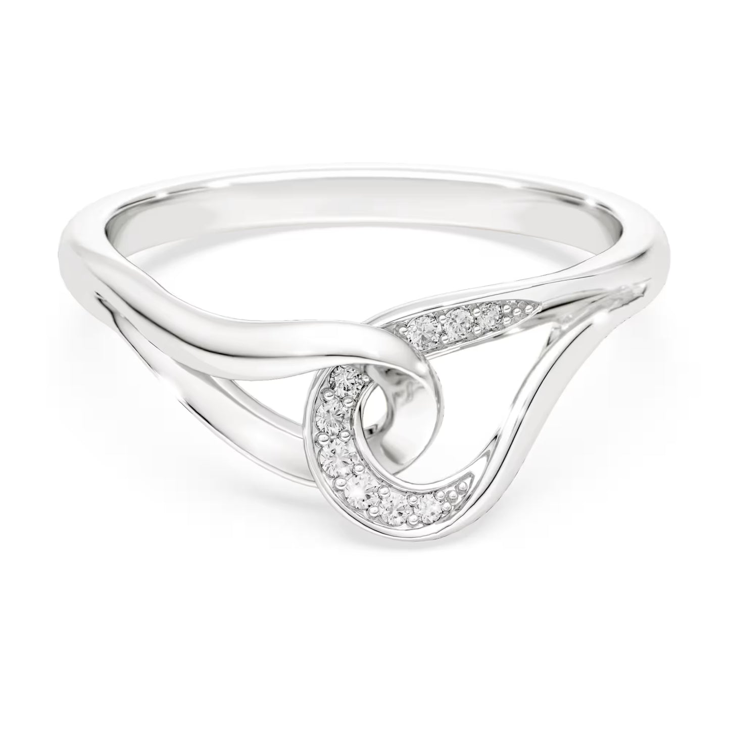 Classica ring, Round cut, Interlocking, White, Sterling silver