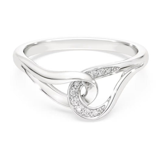 Classica ring, Round cut, Interlocking, White, Sterling silver