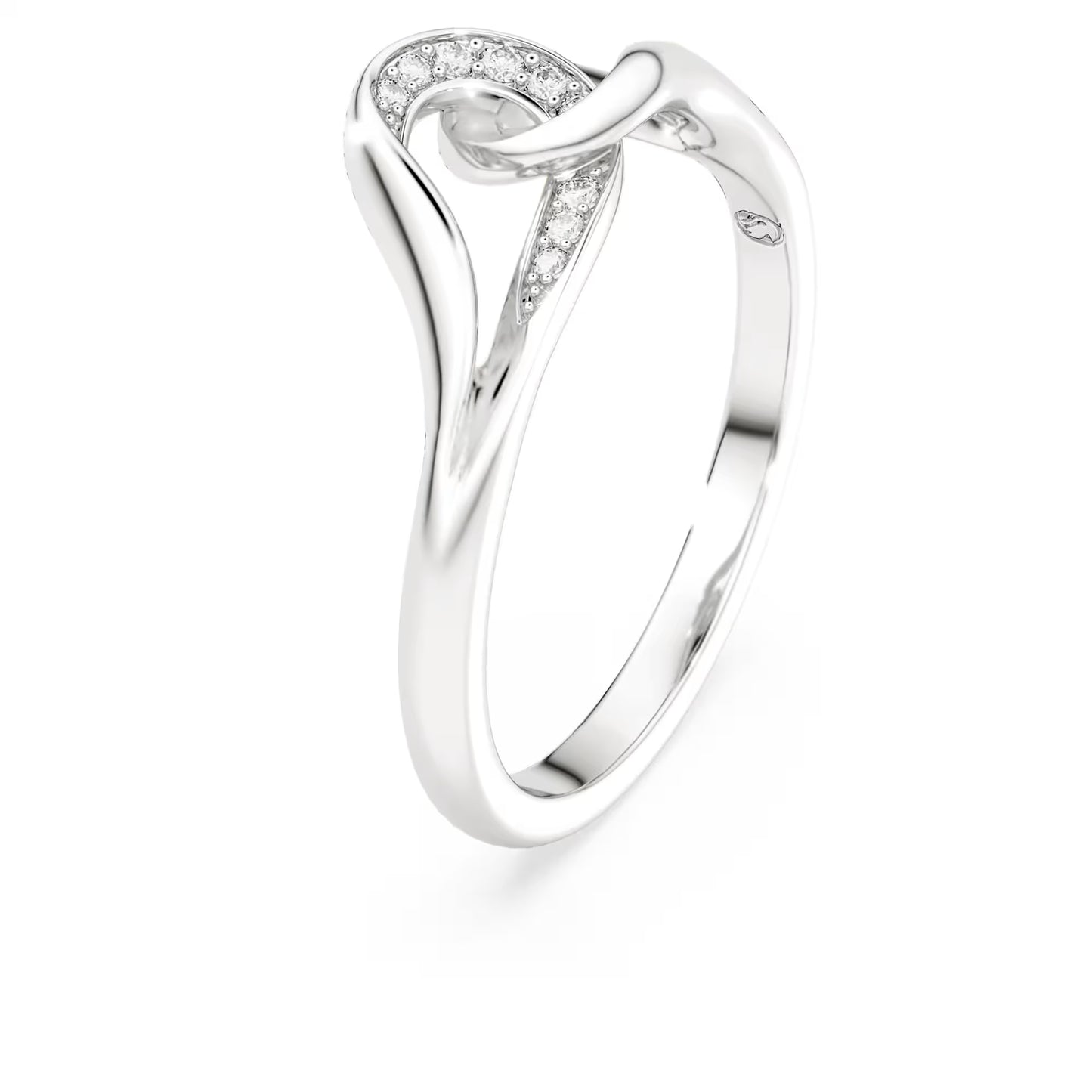 Classica ring, Round cut, Interlocking, White, Sterling silver