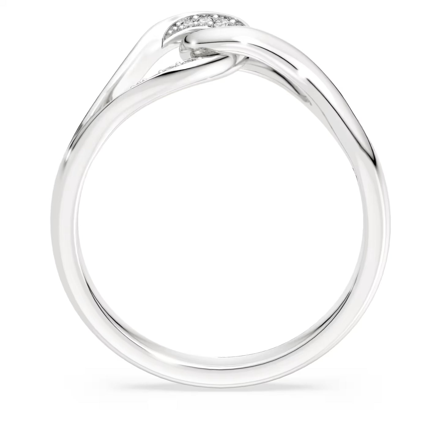 Classica ring, Round cut, Interlocking, White, Sterling silver