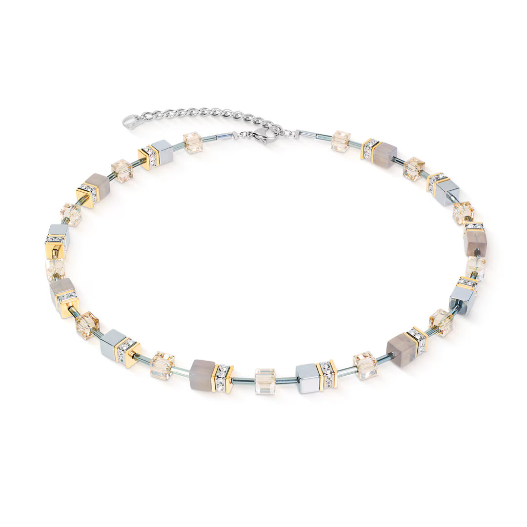 Grey and silver geo-cube necklace