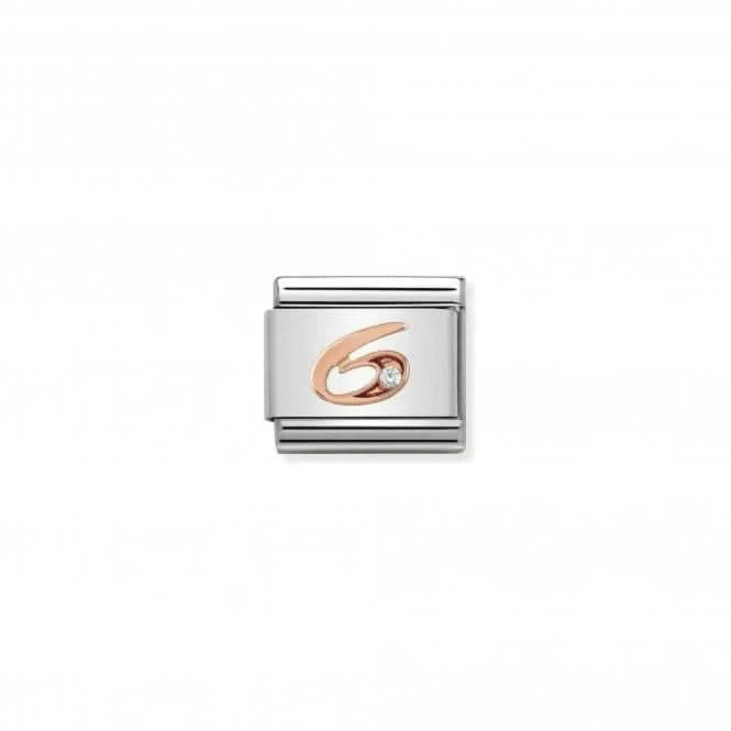 Composable Classic Numbers Zirconia Rose Gold 6 Charm