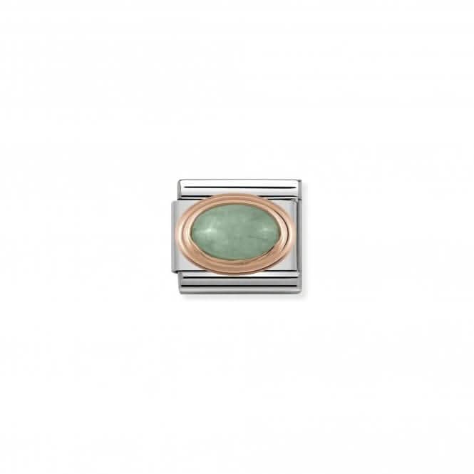 Classic Oval Rose Gold Green Aventurine Charm