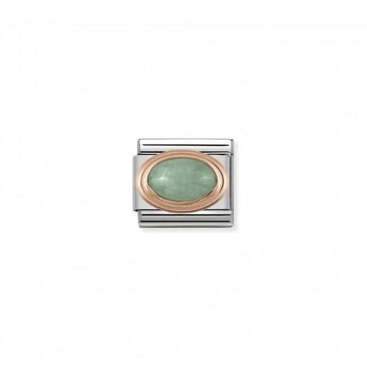 Classic Oval Rose Gold Green Aventurine Charm