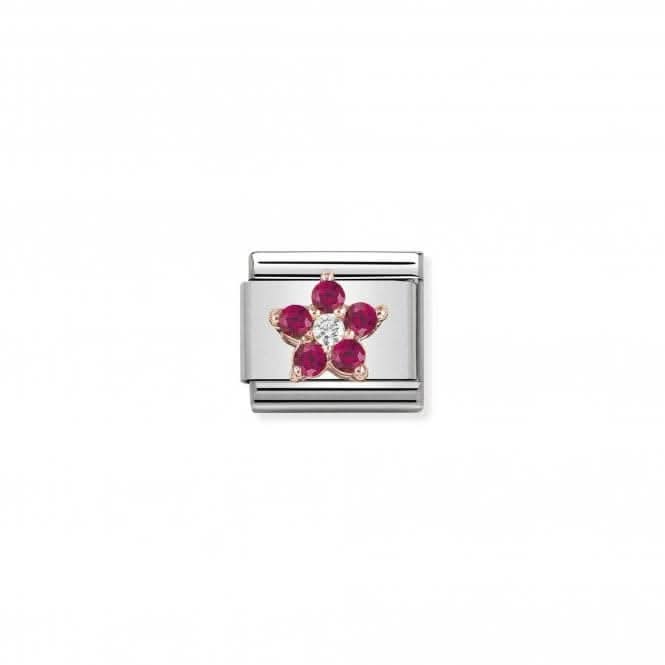 Classic Rose Gold Red and White CZ Flower Charm