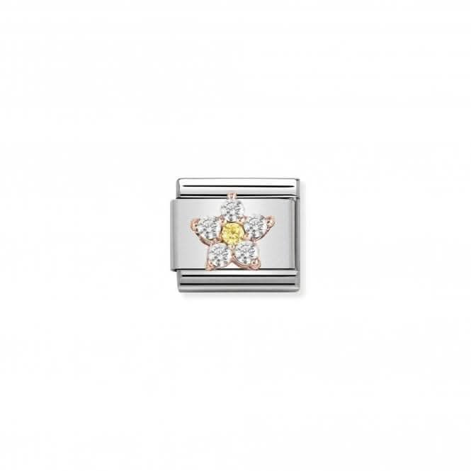 Classic Rose Gold Yellow and White CZ Flower Charm