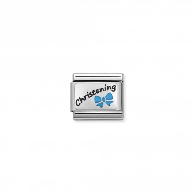 Silver Light Blue Christening Charm