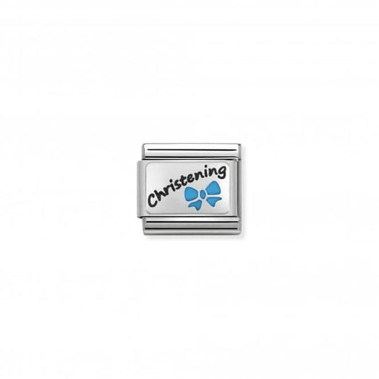 Silver Light Blue Christening Charm