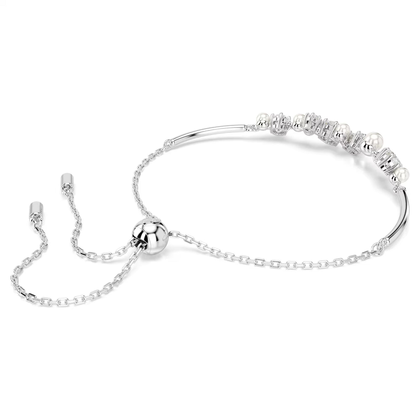 Constella bangle, Crystal pearl, Round, Rhodium, M