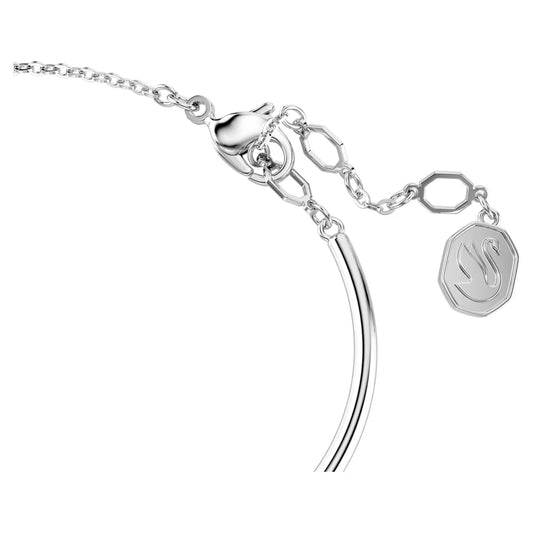 Constella bangle, Round cut, Dancing stone, White, Rhodium plated