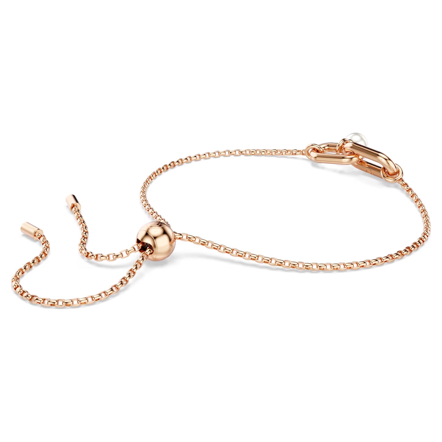 Constella bracelet, Crystal pearl, Round cut, White, Rose gold-tone plated