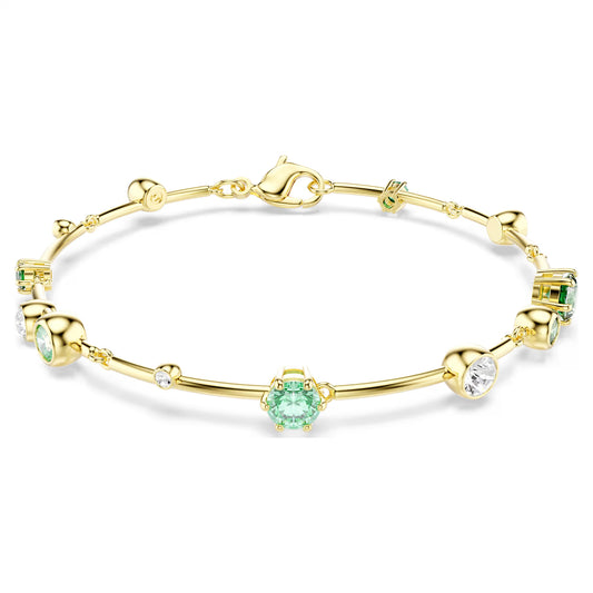 Constella bracelet, Mixed cuts, Green, Gold-tone plated