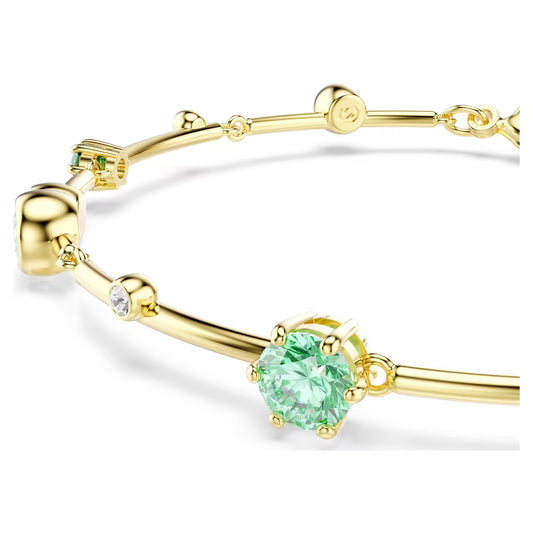 Constella bracelet, Mixed cuts, Green, Gold-tone plated