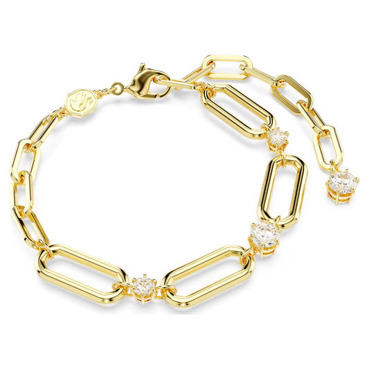 Dextera bracelet, White, Gold-tone plated
