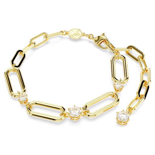 Dextera bracelet, White, Gold-tone plated