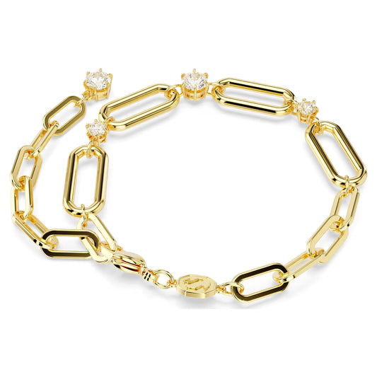 Dextera bracelet, White, Gold-tone plated
