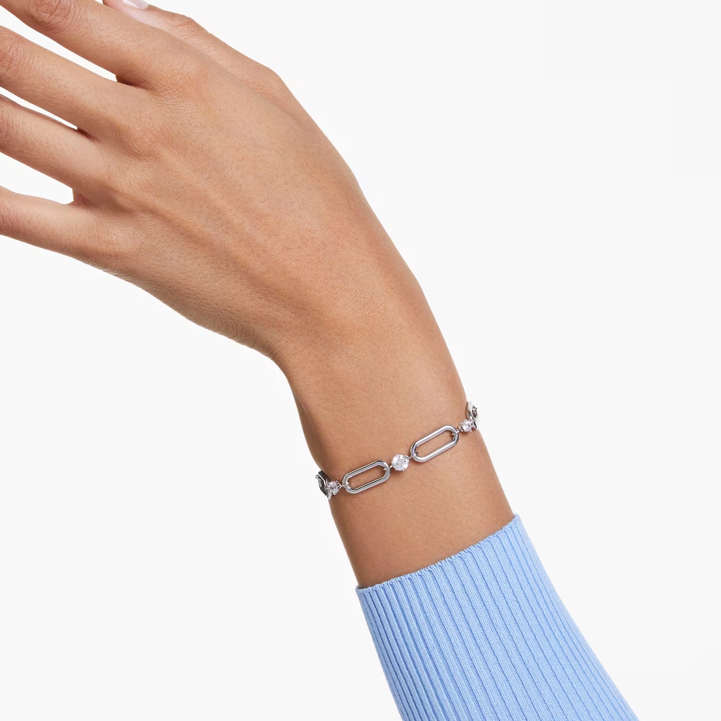Constella bracelet, White, Rhodium plated, M