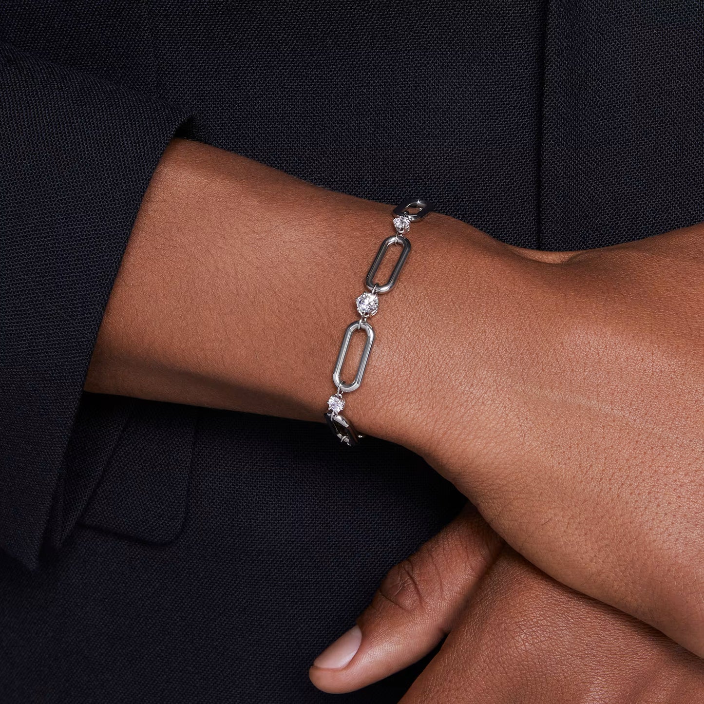 Constella bracelet, White, Rhodium plated, M