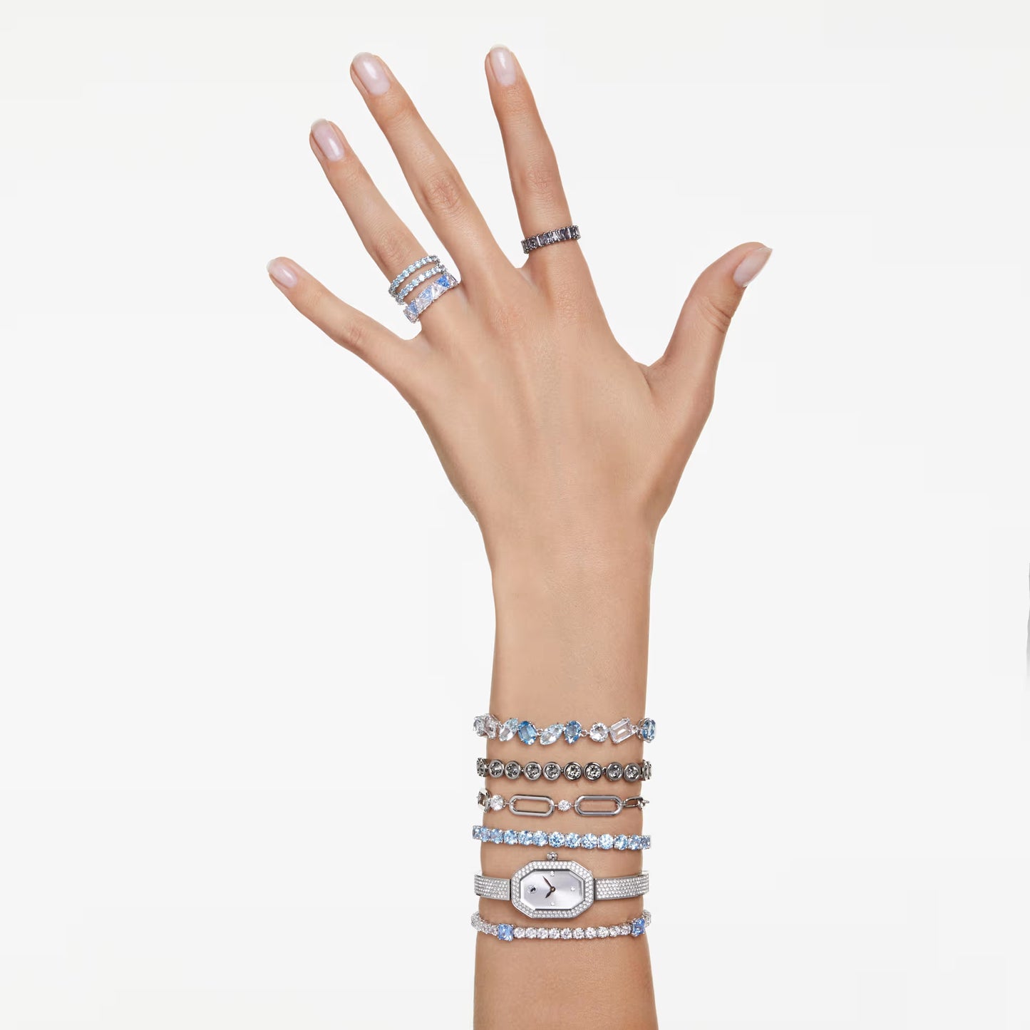 Constella bracelet, White, Rhodium plated, M