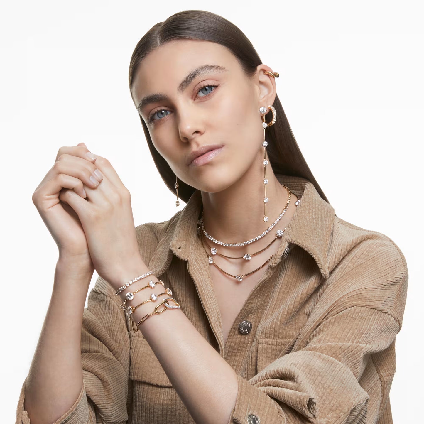 Constella Yellow Gold Plated Asymmetrical Drop Earrings