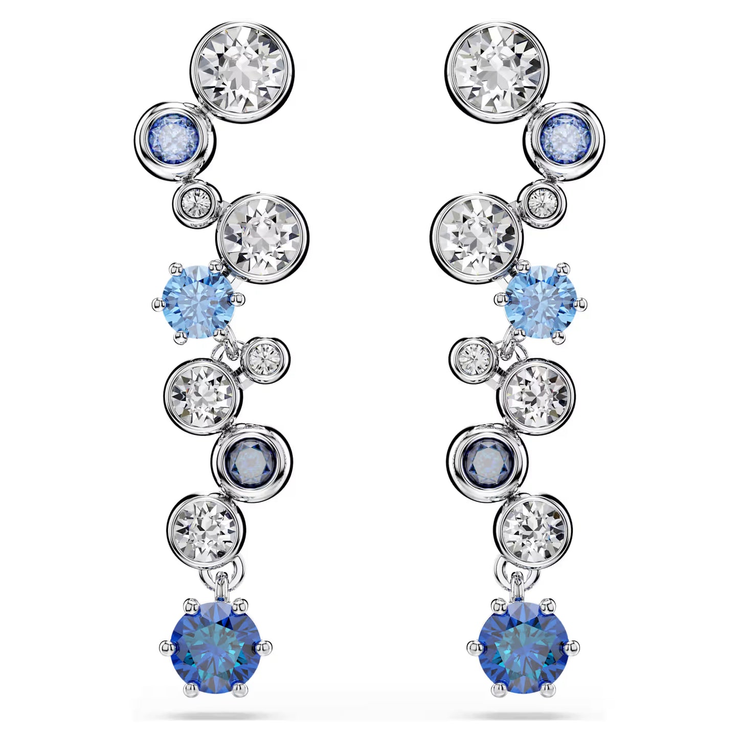 Constella drop earrings, Mixed cuts, Blue, Rhodium plated