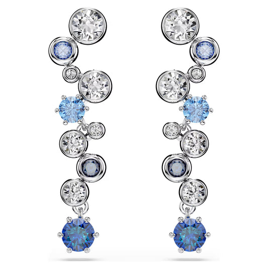 Constella drop earrings, Mixed cuts, Blue, Rhodium plated