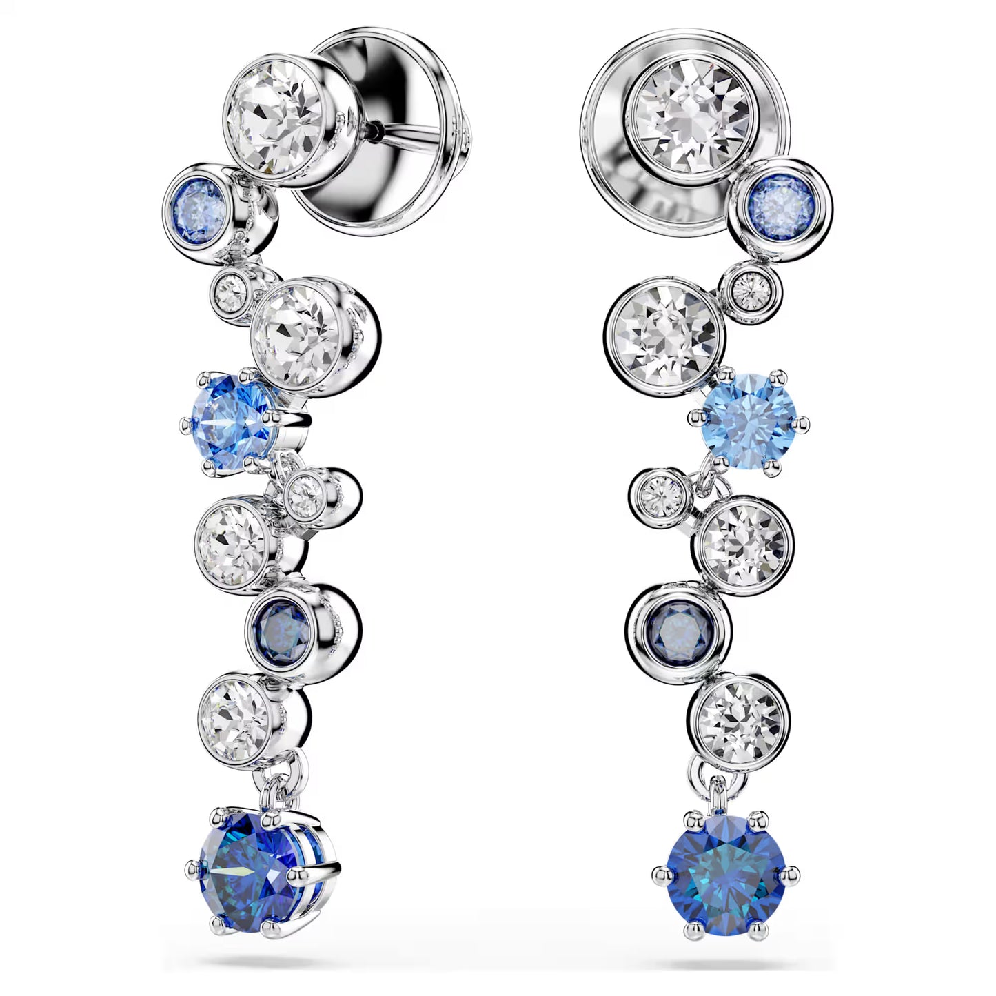 Constella drop earrings, Mixed cuts, Blue, Rhodium plated