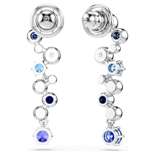 Constella drop earrings, Mixed cuts, Blue, Rhodium plated