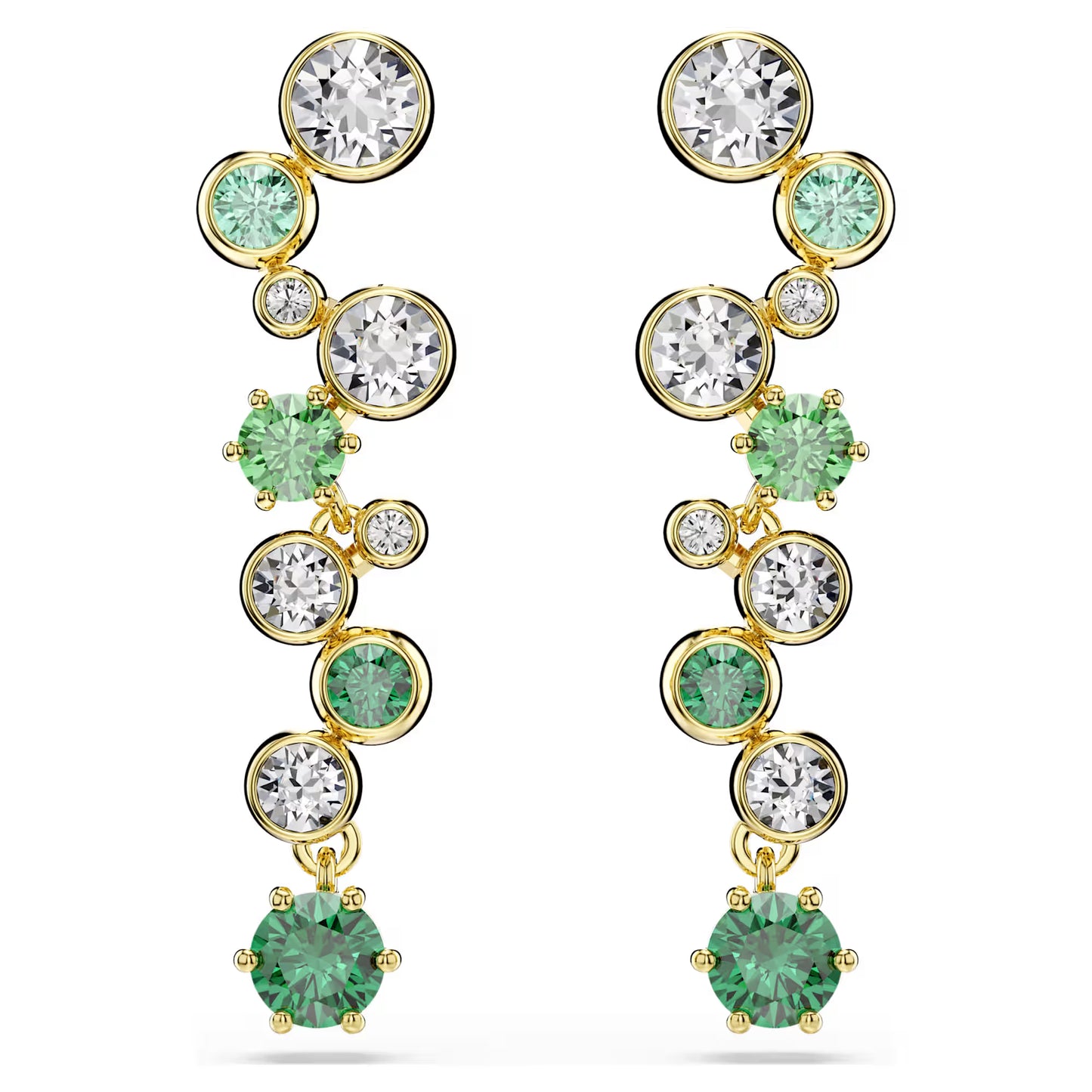 Constella drop earrings, Mixed cuts, Green, Gold-tone plated