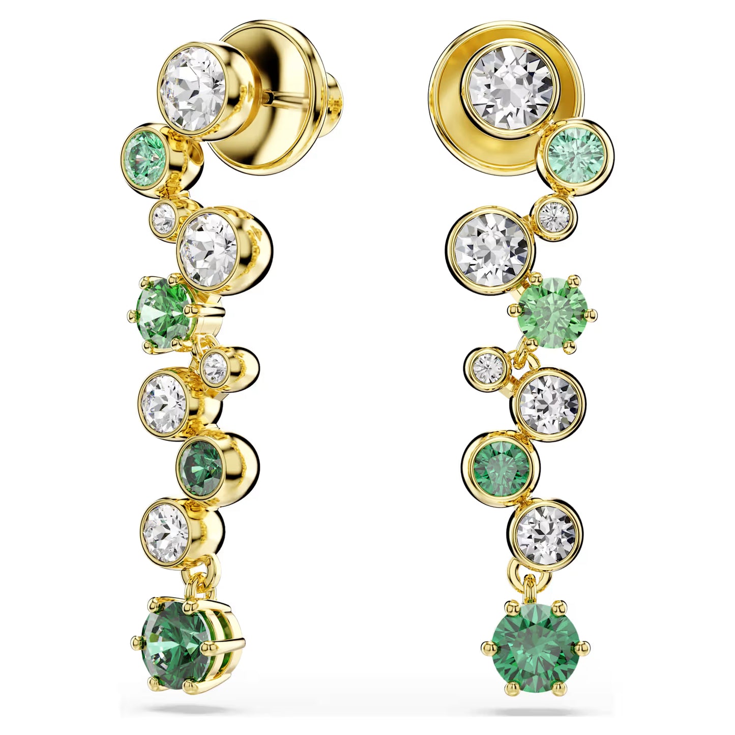 Constella drop earrings, Mixed cuts, Green, Gold-tone plated