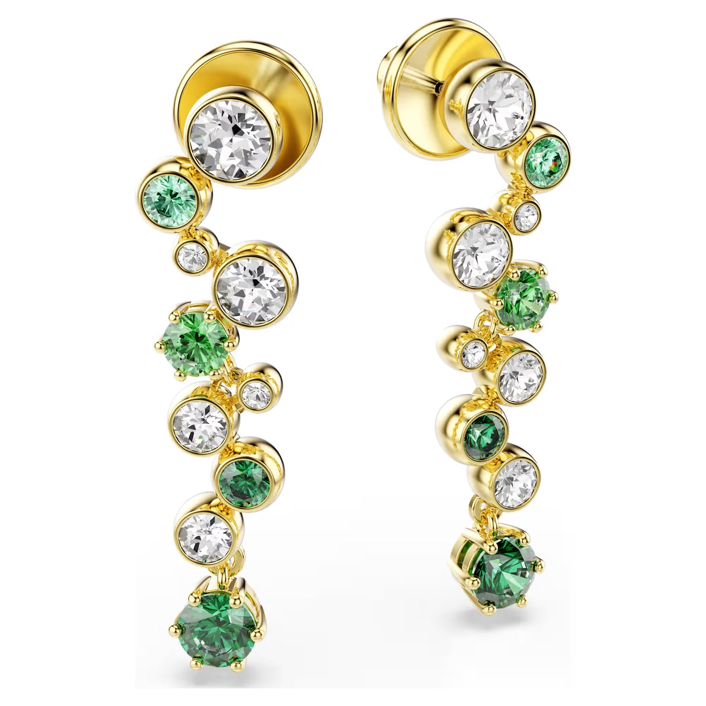 Constella drop earrings, Mixed cuts, Green, Gold-tone plated