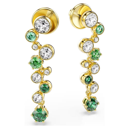 Constella drop earrings, Mixed cuts, Green, Gold-tone plated