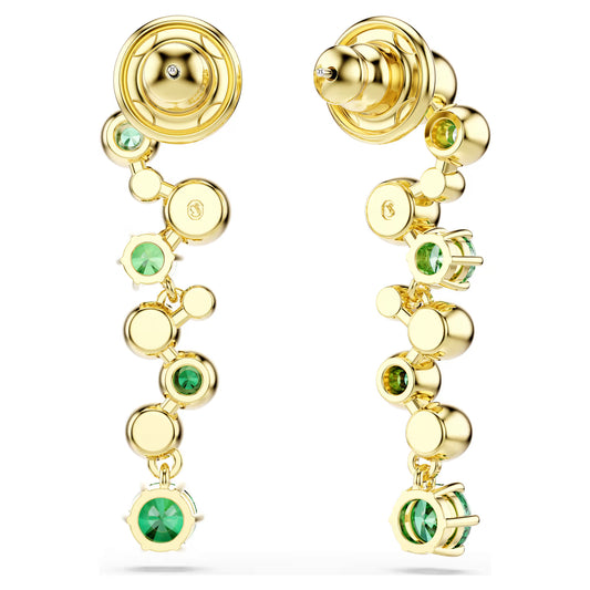 Constella drop earrings, Mixed cuts, Green, Gold-tone plated
