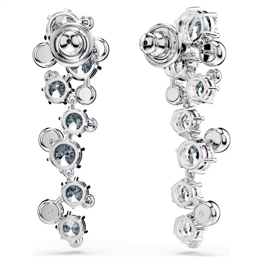 Constella drop earrings, Mixed cuts, White, Rhodium plated