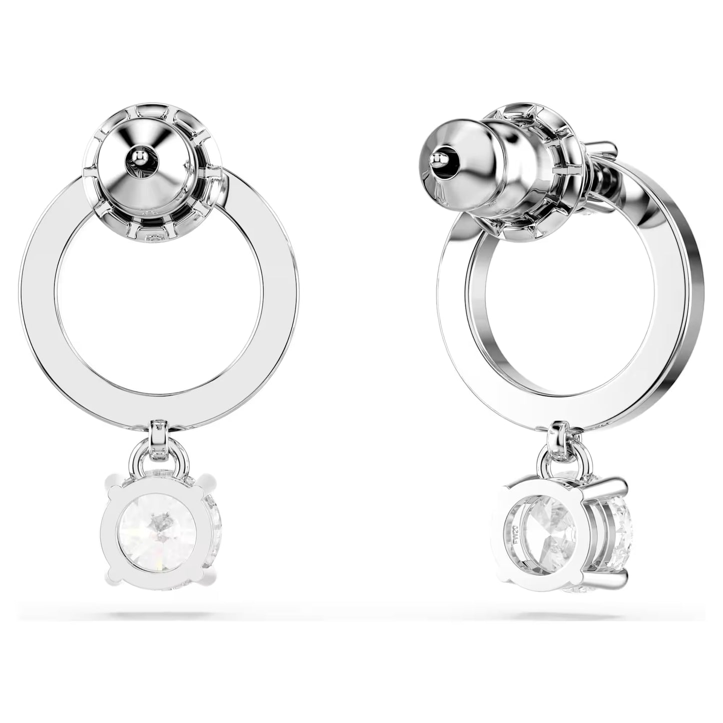 Constella hoop earrings, Round cut, White, Rhodium plated