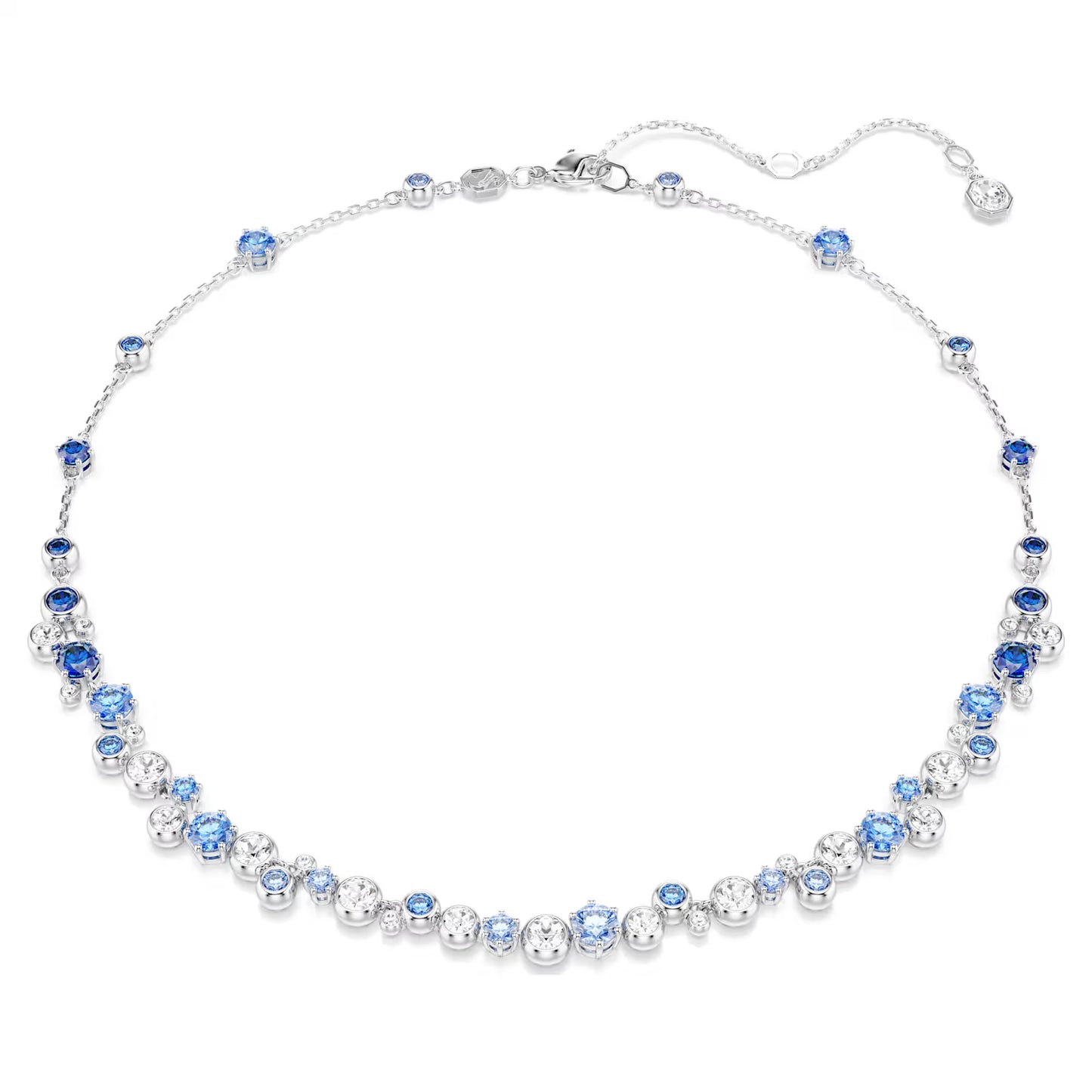 Constella necklace, Mixed cuts, Blue, Rhodium plated