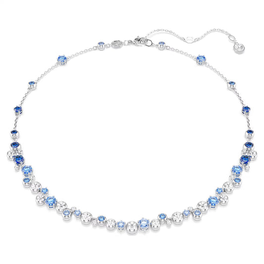 Constella necklace, Mixed cuts, Blue, Rhodium plated